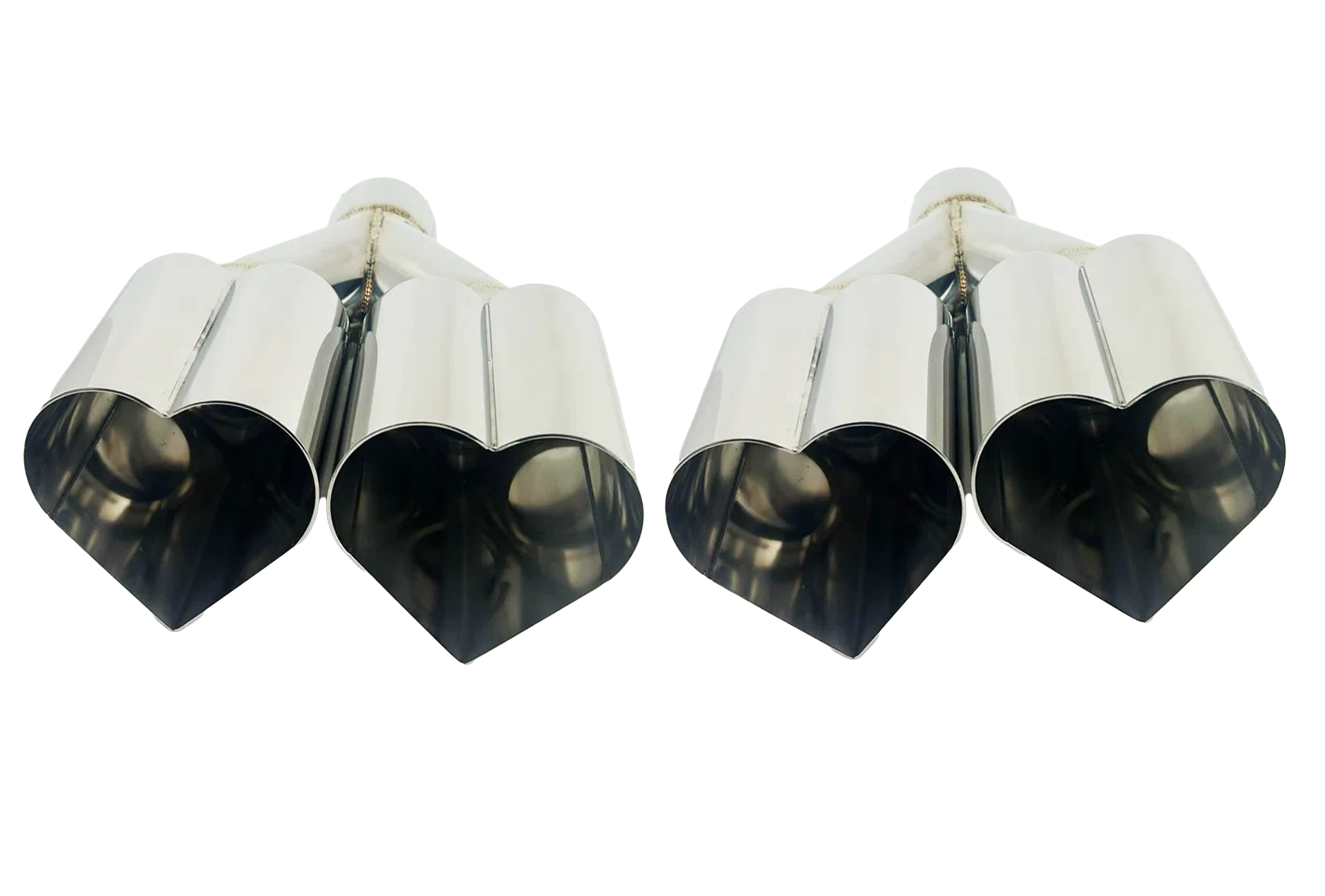 3_ ID_4_ OUT_12_ Dual Heart Shape Exhaust Tip Polished Chrome NT-HEART-2CP